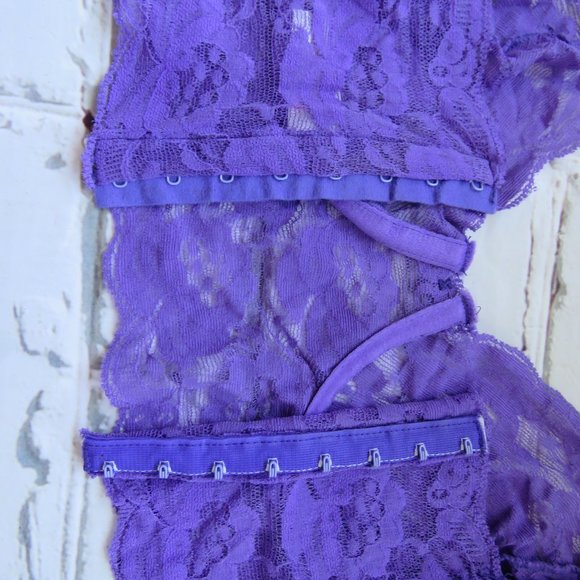 Vintage 1980s Purple Lace Cropped Bustier - Picture 5 of 5